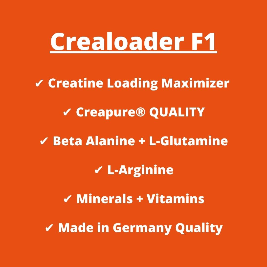 CREALOADER F1 Arancia 750g - alimento dietetico per sportivi a base di carboidrati con creatina, vitamine e minerali