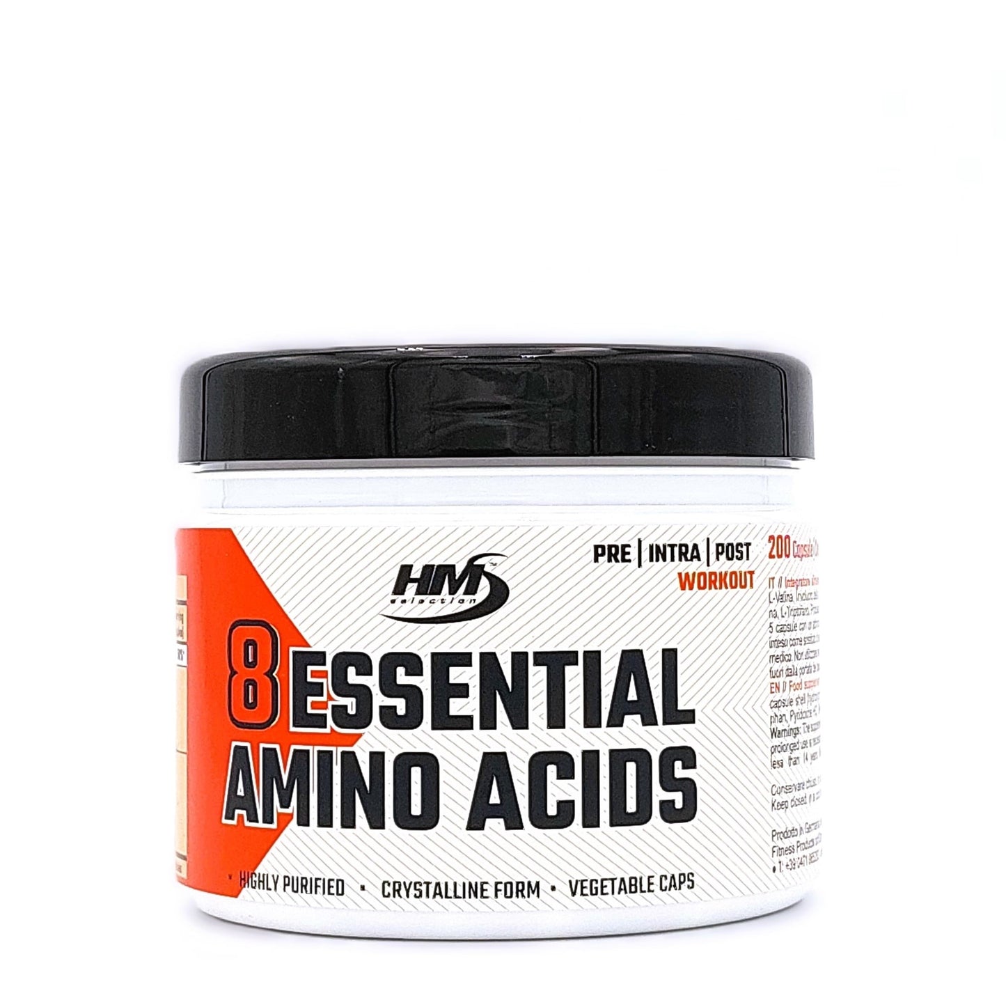 8 Essential Amino Acids, 200 Kapseln - Nahrungsergänzungsmittel mit essentiellen Aminosäuren und Vitamin B6
