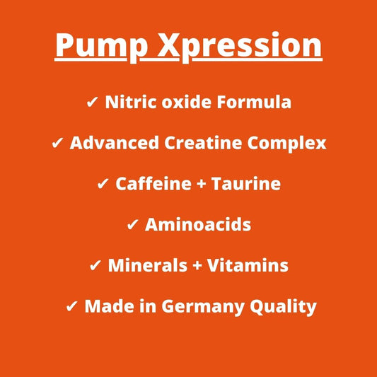 Pump Xpression, 800g - Energie-Supplement mit Aminosäuren, Kreatin, Vitaminen, Mineralien und Koffein