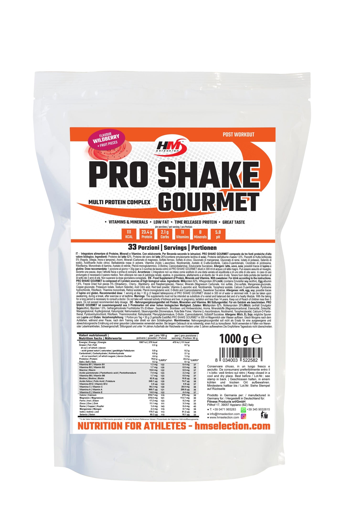 PRO SHAKE GOURMET, 1000g - multi protein complex, puro piacere con più proteine
