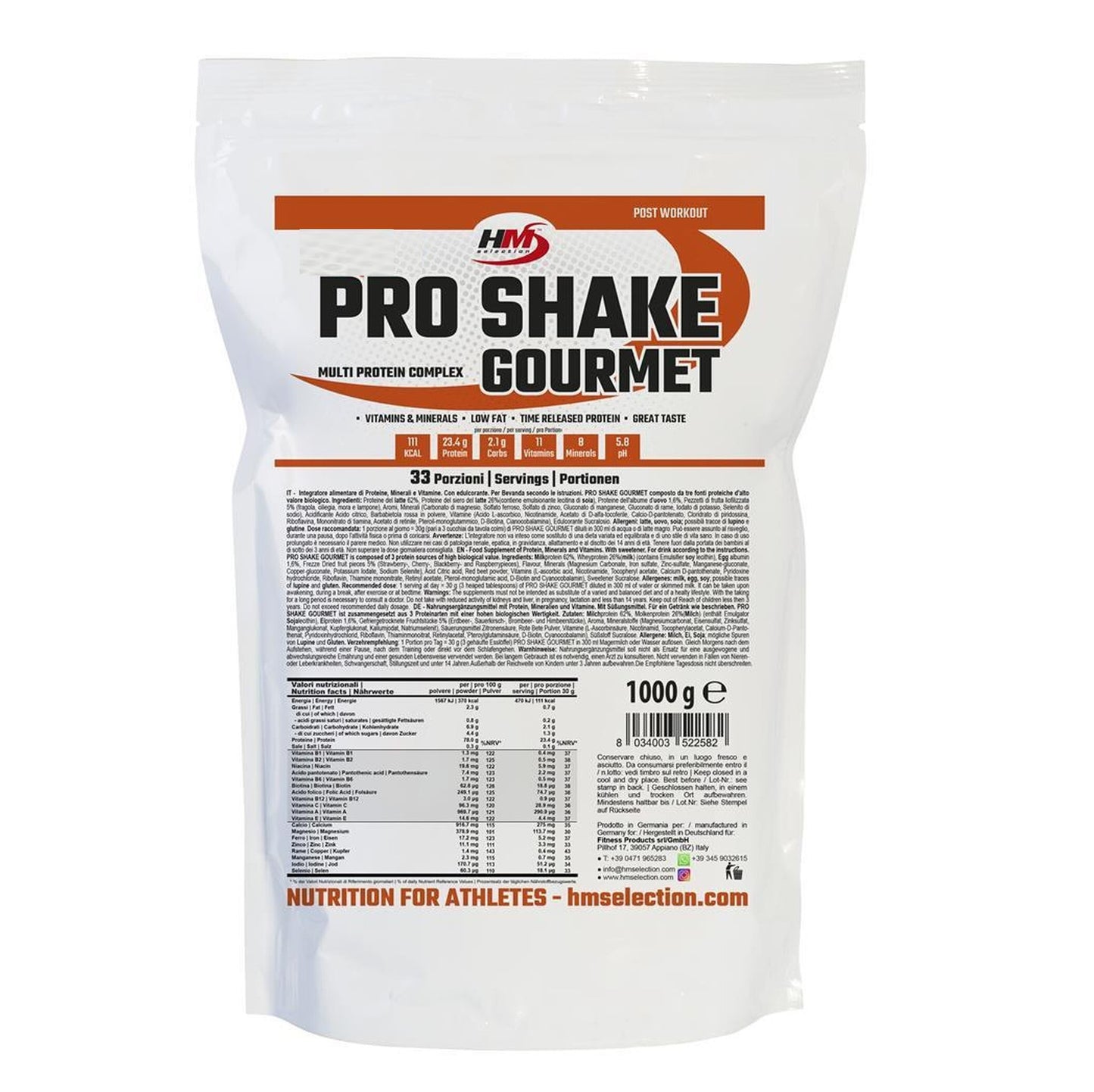 PRO SHAKE GOURMET, 1000g - multi protein complex, puro piacere con più proteine