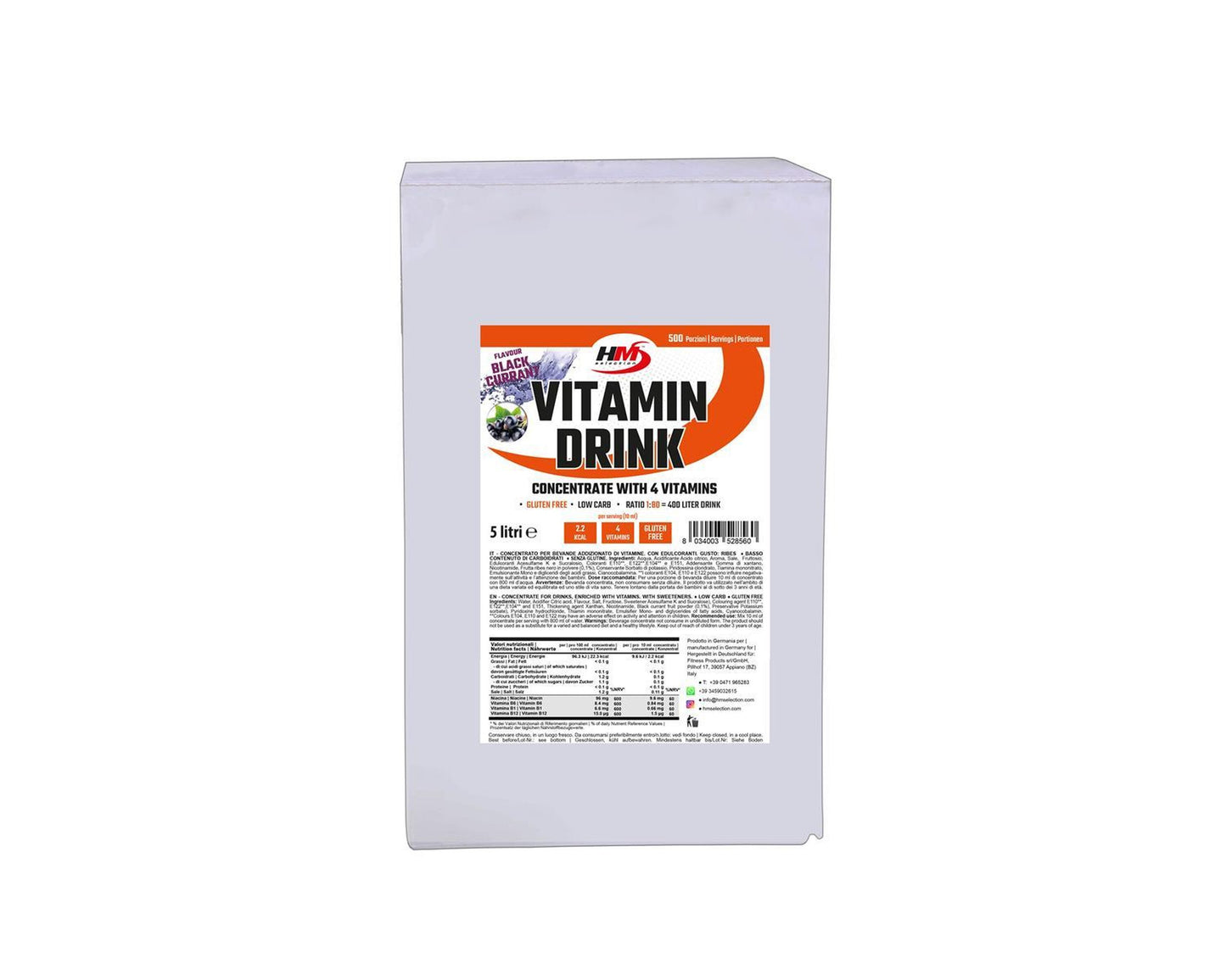 Vitamin Drink BIB  (Bag in Box) - concentrato per bevanda addizionato di vitamine con edulcoranti in forma concentrata per la preparazione di porzioni da assumere come bevanda