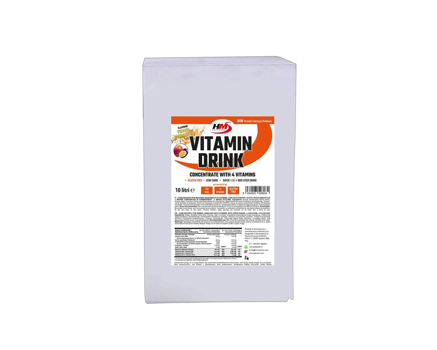 Vitamin Drink BIB  (Bag in Box) - concentrato per bevanda addizionato di vitamine con edulcoranti in forma concentrata per la preparazione di porzioni da assumere come bevanda